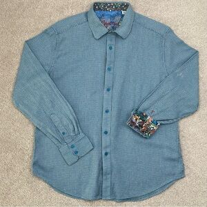 Robert Graham Shirt Adult Extra Large Blue Button Up Cotton Luxury Preppy Men